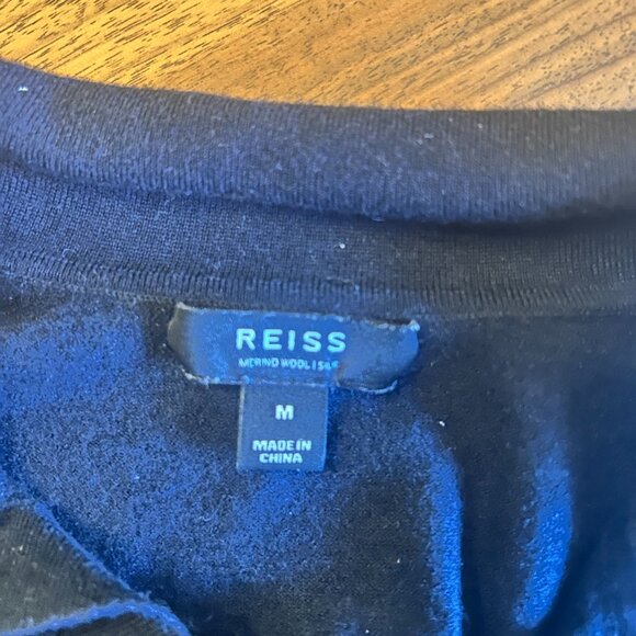 Mens Reiss Navy Merino Wool Johnny Collar Size S - Picture 4 of 5